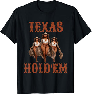 Texas Hold em African American Cowgirl T-Shirt - T-Shirt | Black