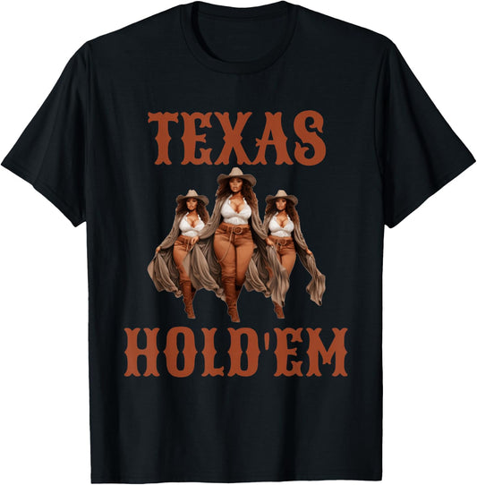 Texas Hold em African American Cowgirl T-Shirt - T-Shirt | Black