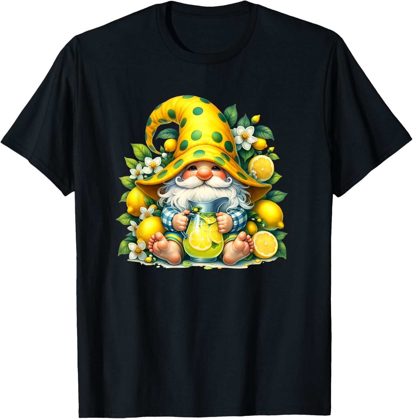 Lemonade Gnome And Men Lemon Fruits For Summer T-Shirt - T-Shirt | Black