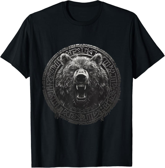 Viking Valhalla Berserker Bear Vikings Vegvisir Gift T-Shirt - T-Shirt | Black