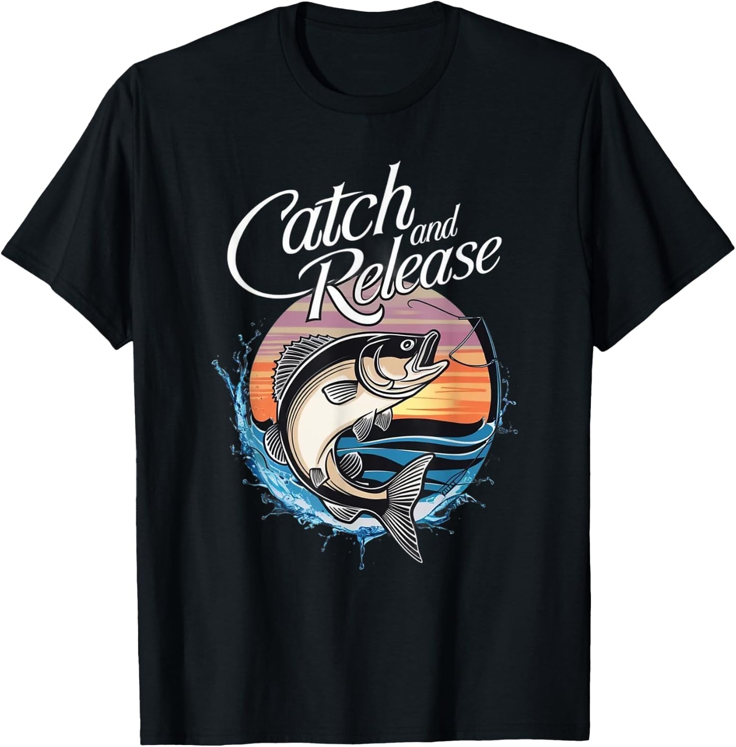 Catch and Release Fish Sunset Fishing T-Shirt - T-Shirt | Black