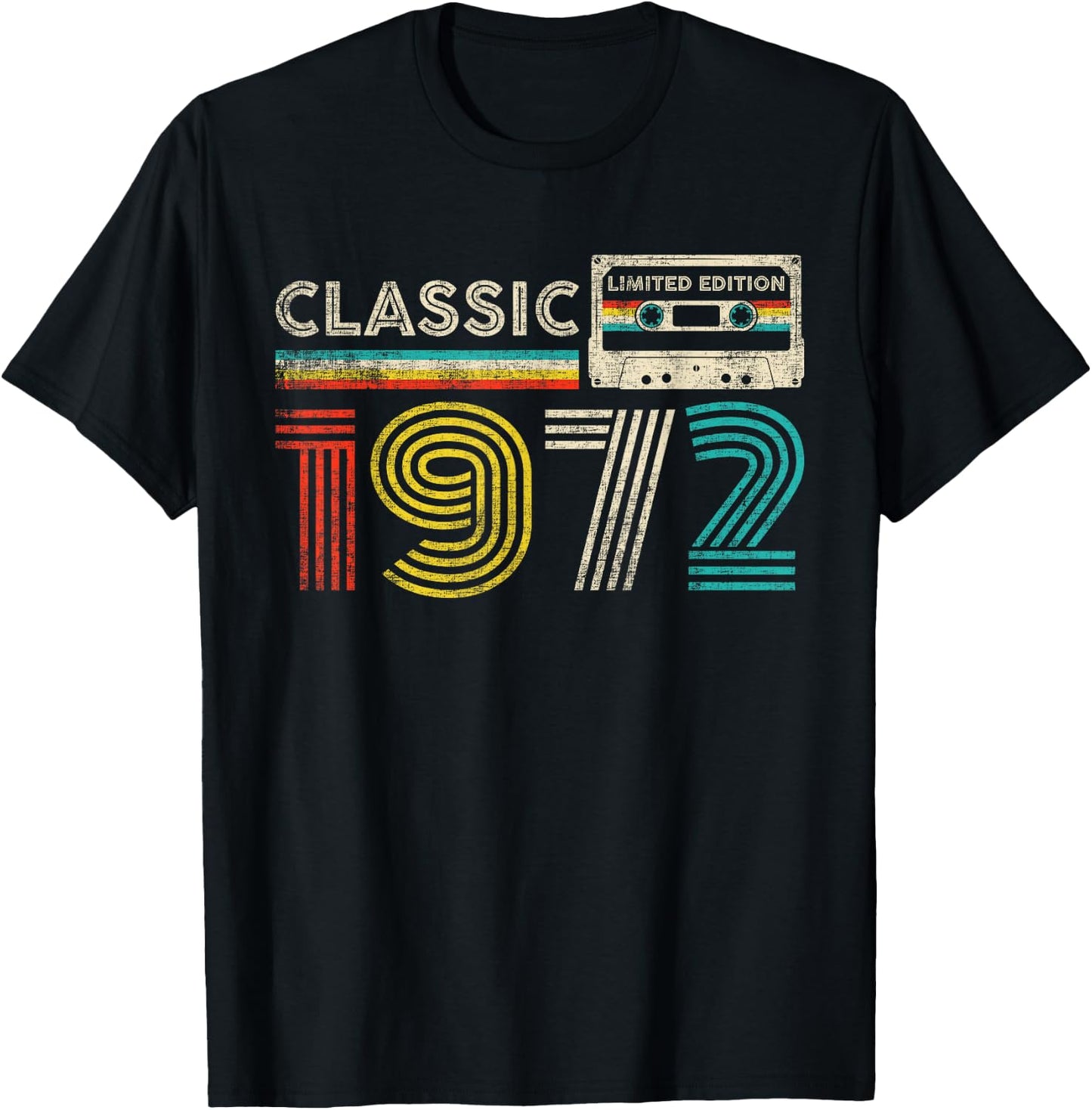Classic 1972 Vintage 1972 Cassette Tape Men Women Birthday T-Shirt - T-Shirt | Black