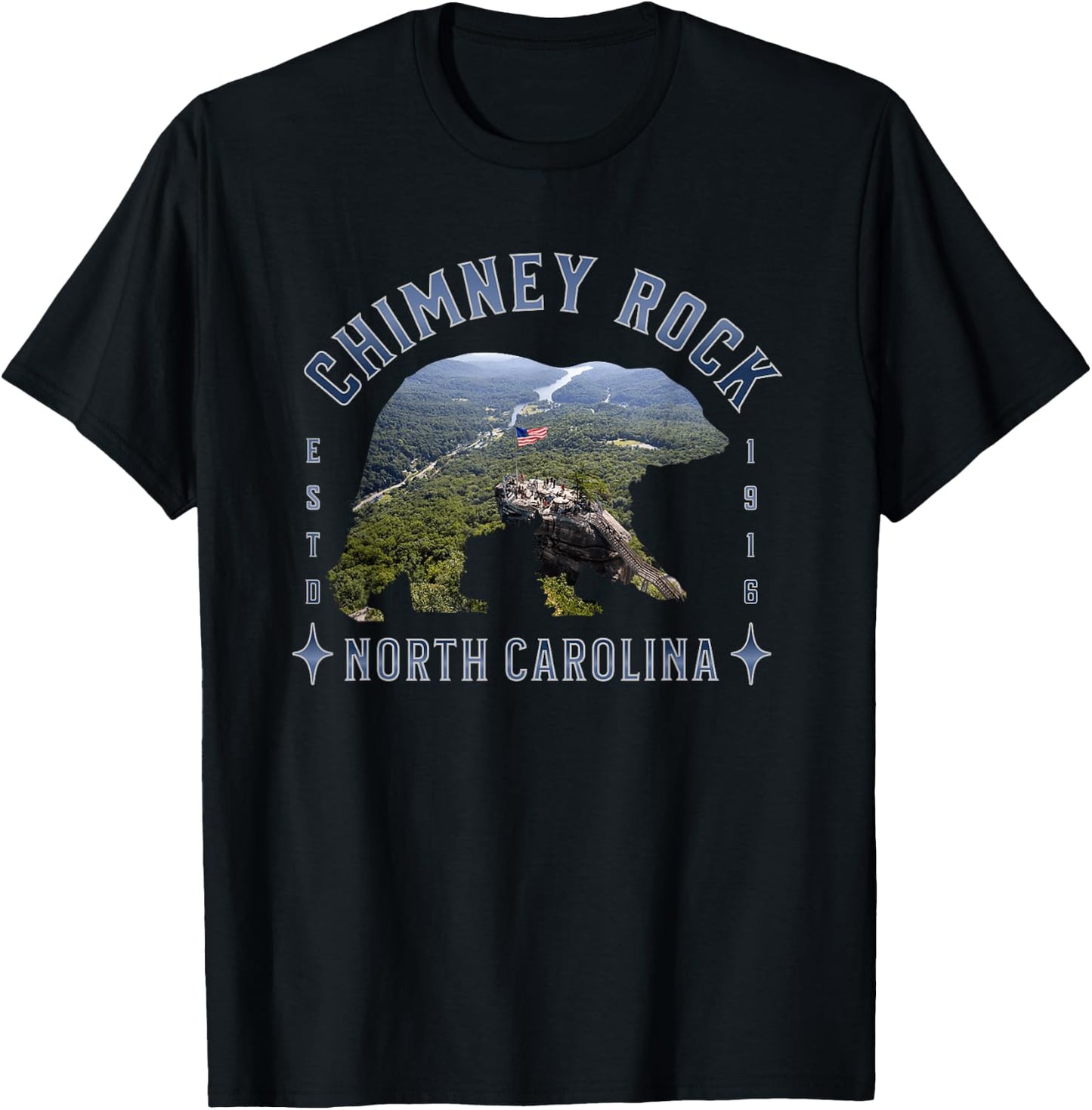NC Black Bear Chimney Rock State Park Skyline North Carolina T-Shirt - T-Shirt | Black