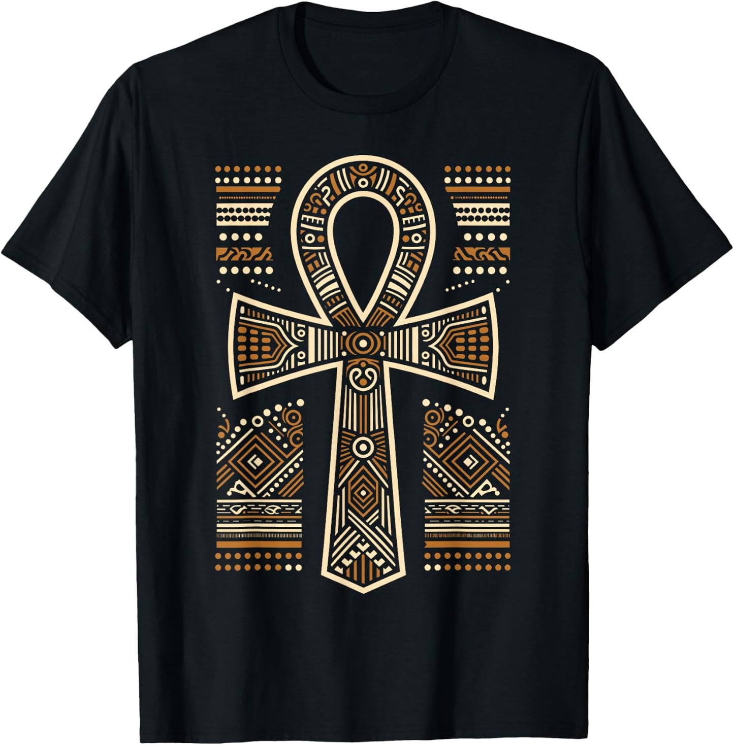 Cool Egypt Ankh Key of Life Symbol In Tribal Art Style T-Shirt - T-Shirt | Black