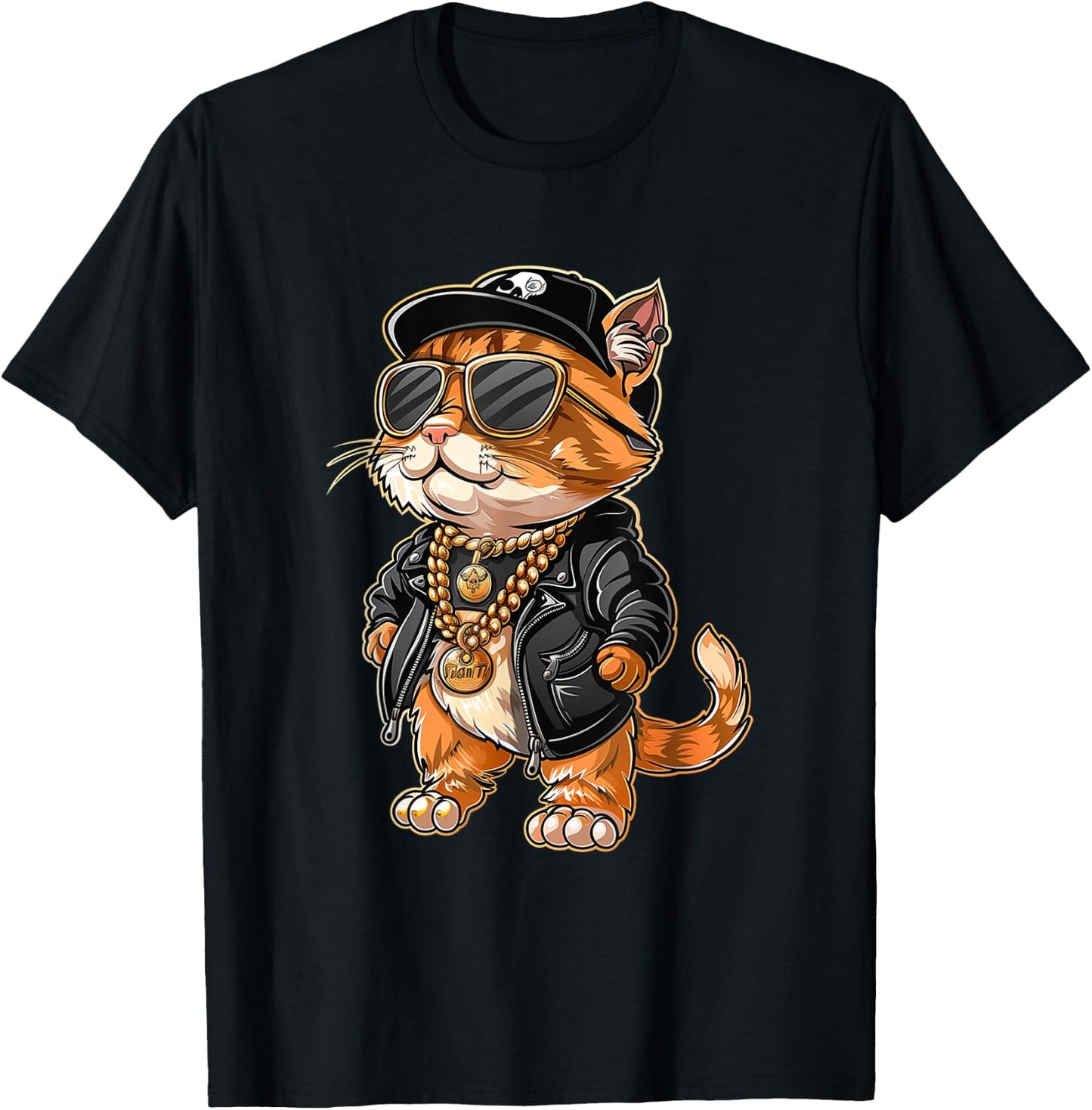 Cat Rapper Gift Cute Cat Rapper Cool Hip Hop Men Women Kids T-Shirt - T-Shirt | Black