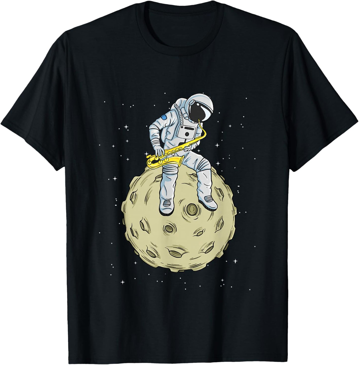Astronaut Saxophone Player Saxophonist Jazz Brass Music T-Shirt - T-Shirt | Black