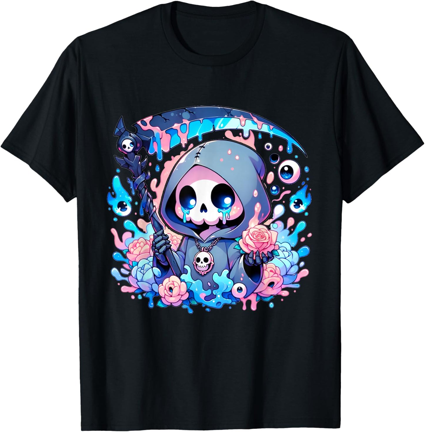 Cute Kawaii Pastel Goth Reaper T-Shirt - T-Shirt | Black