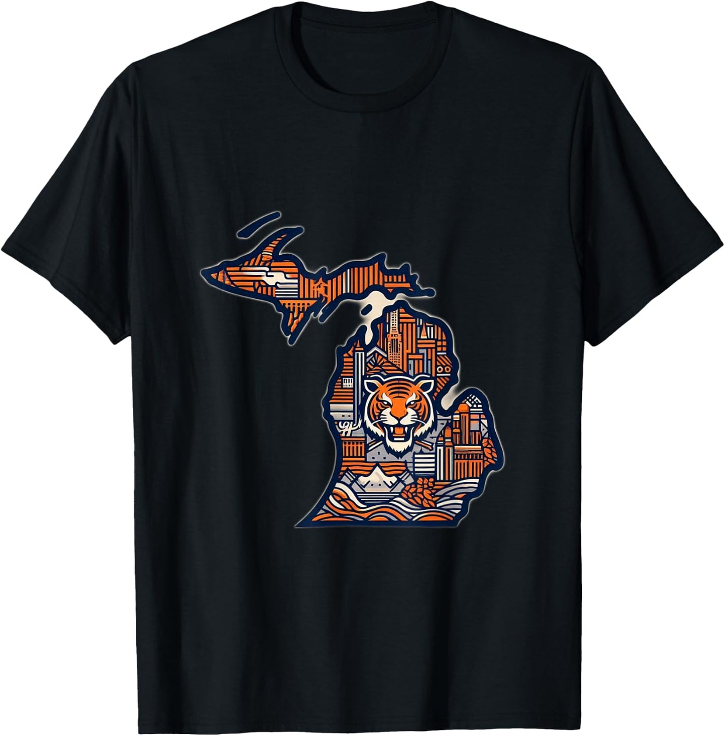 Michigan Vintage Detroit Design T-Shirt - T-Shirt | Black