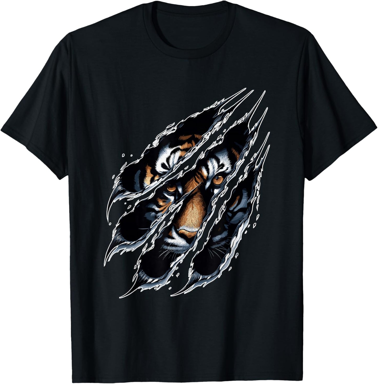 Fierce Tiger Eye Claw Silhouette Wild Cat Tigers T-Shirt - T-Shirt | Black