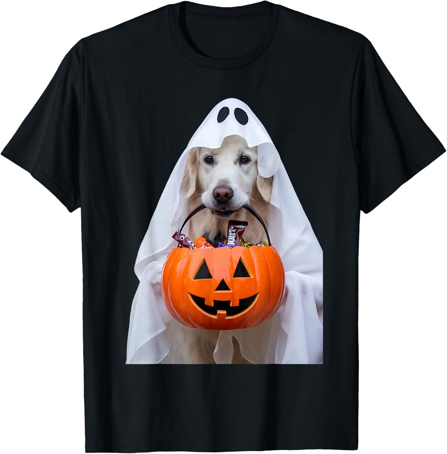 Halloween English Cream Golden Retriever Pumpkin Dog Mom Dad Men Women Girls Kids T-Shirt - T-Shirt | Black