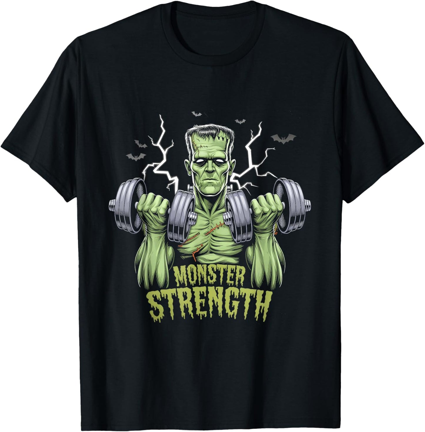 Frankenstein Monster Halloween Gym Workout Strength T-Shirt - T-Shirt | Black
