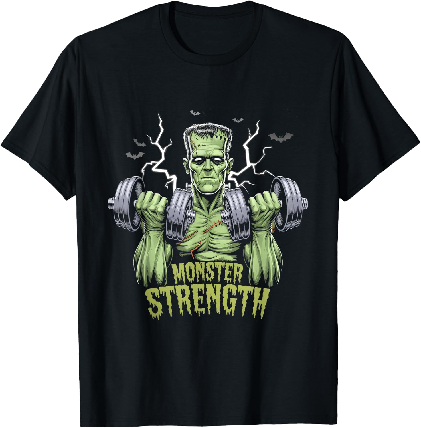 Frankenstein Monster Halloween Gym Workout Strength T-Shirt - T-Shirt | Black