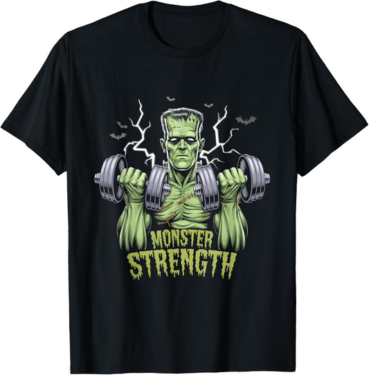 Frankenstein Monster Halloween Gym Workout Strength T-Shirt - T-Shirt | Black