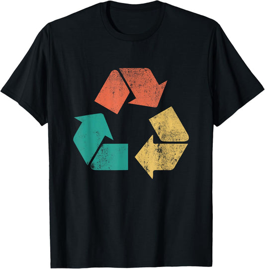 Retro Recycle Logo Protect Nature Earth Day Men Women Kids T-Shirt - T-Shirt | Black