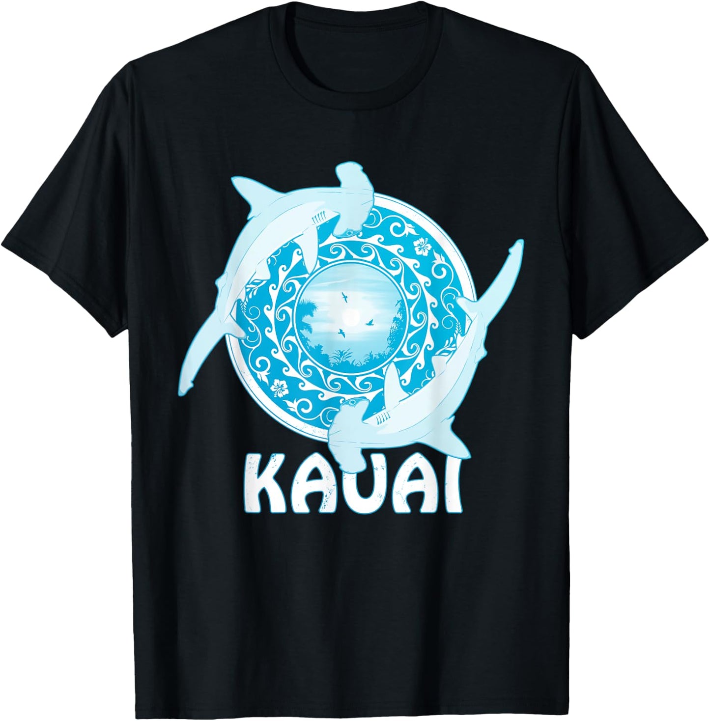 Hammerhead Shark Polynesian Design Kauai T-Shirt - T-Shirt | Black