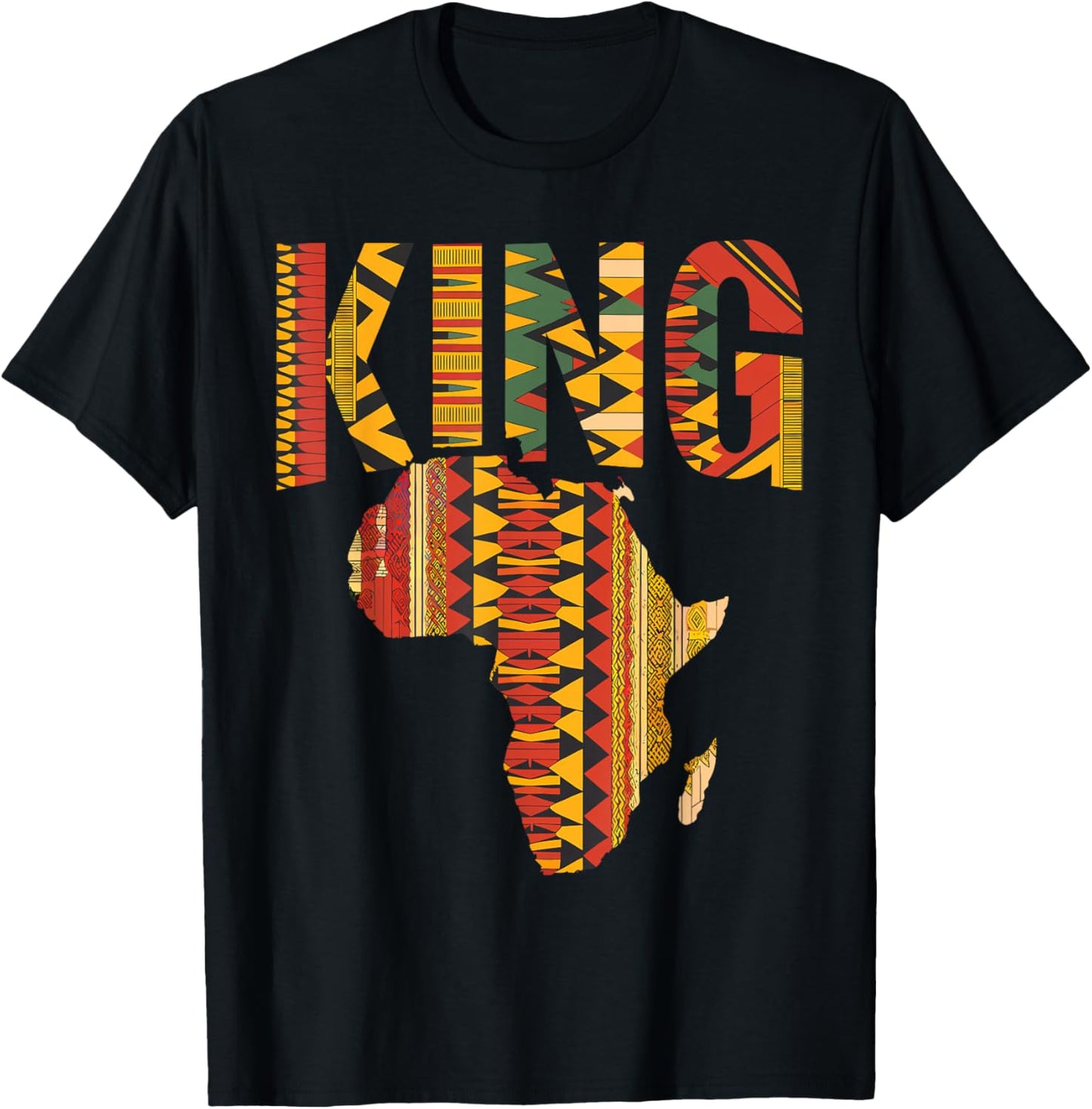 African King Map Kente Design Black Pride Melanin Kids Men T-Shirt - T-Shirt | Black