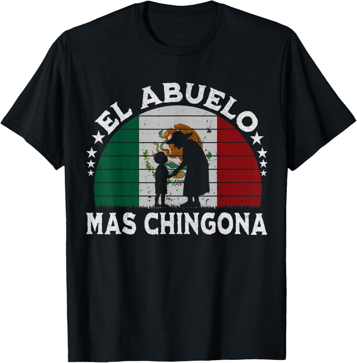 La Abuela Más Chingona Mexican Grandma Cinco De Mayo Flag T-Shirt - T-Shirt | Black