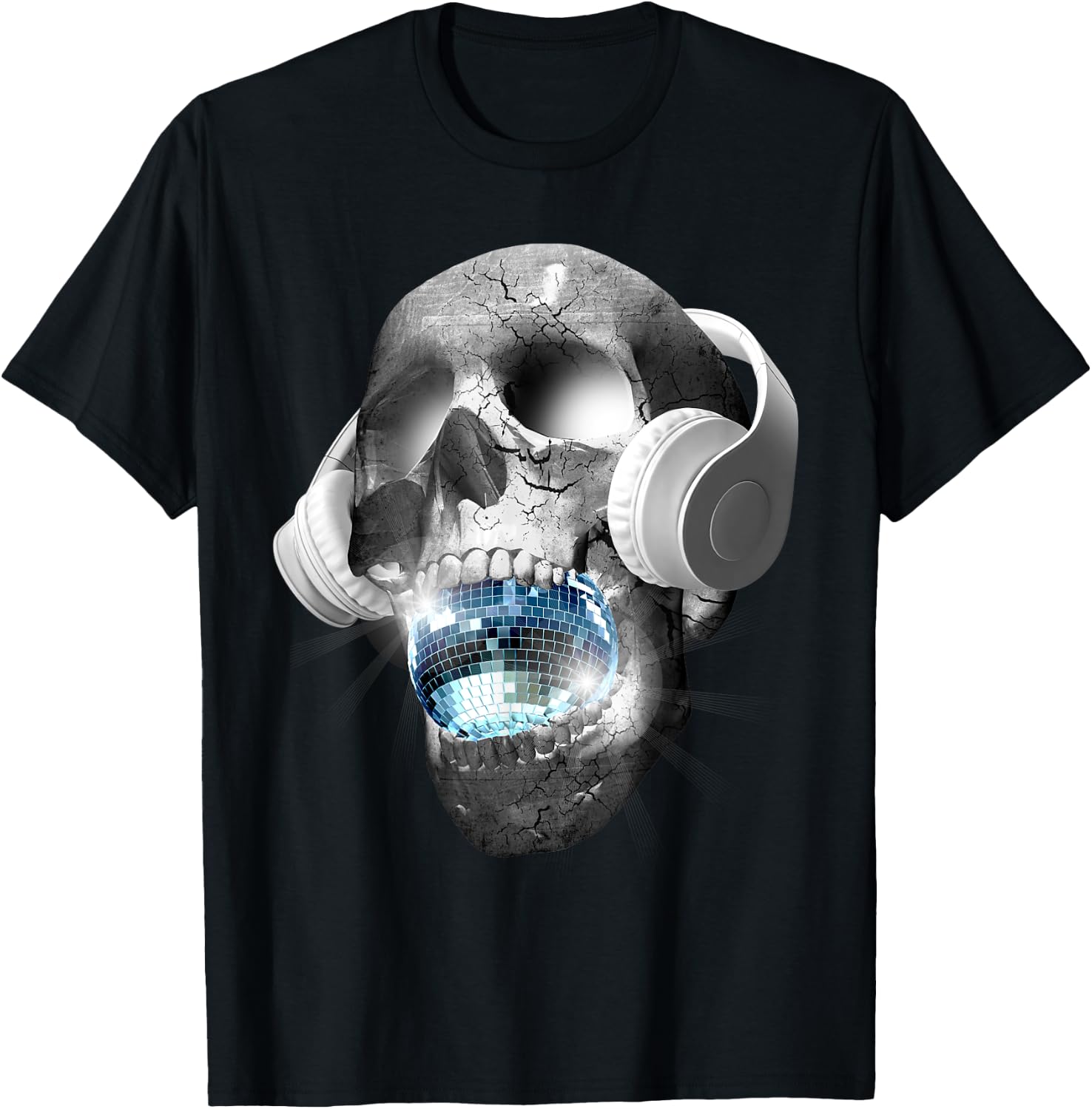 EDM Urban DJ hip hop skull streetwear headphones T-Shirt - T-Shirt | Black