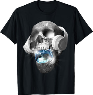 EDM Urban DJ hip hop skull streetwear headphones T-Shirt - T-Shirt | Black