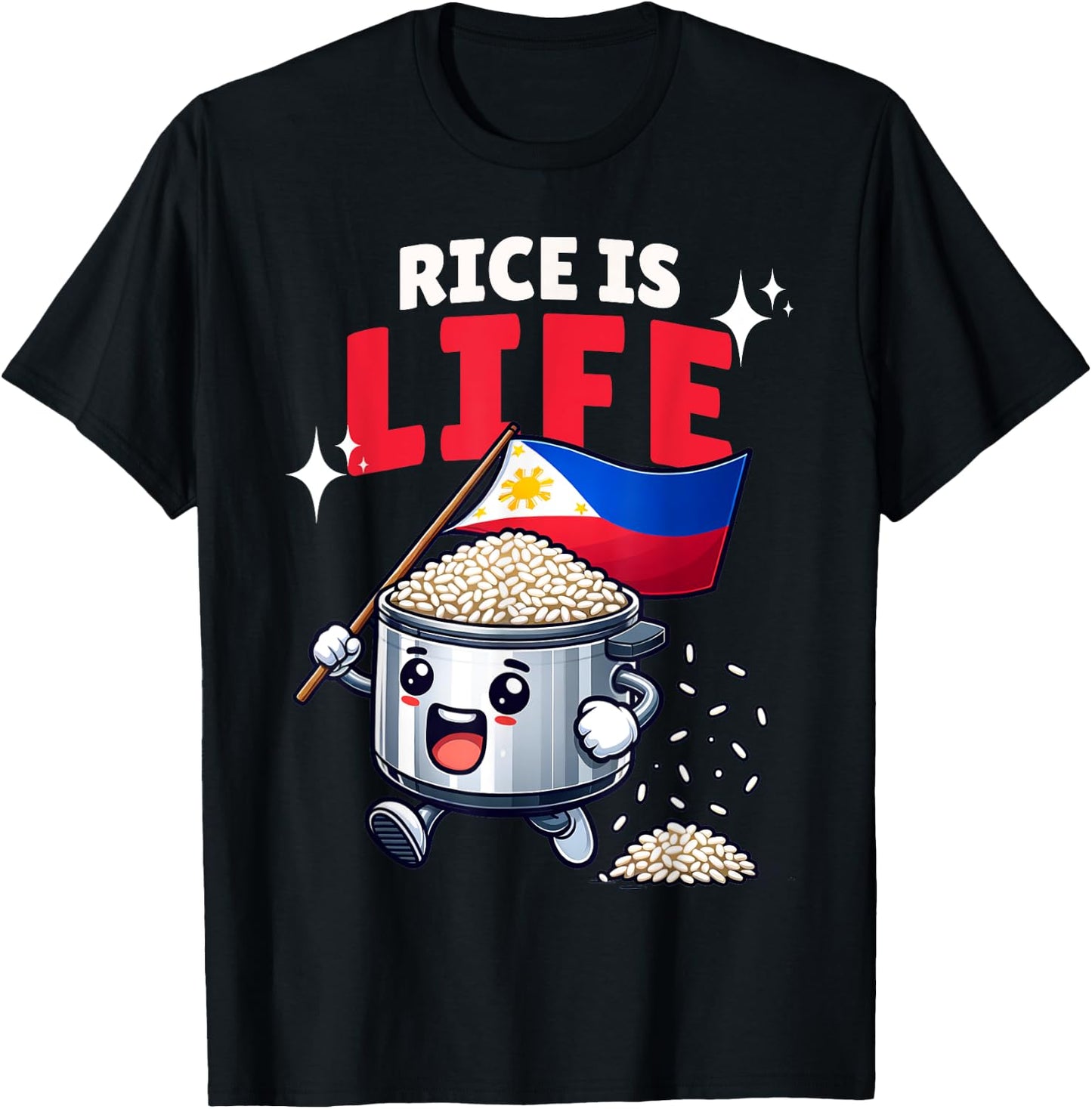 Pinoy Pinay lover of rice is life funny Filipino rice cooker T-Shirt - T-Shirt | Black