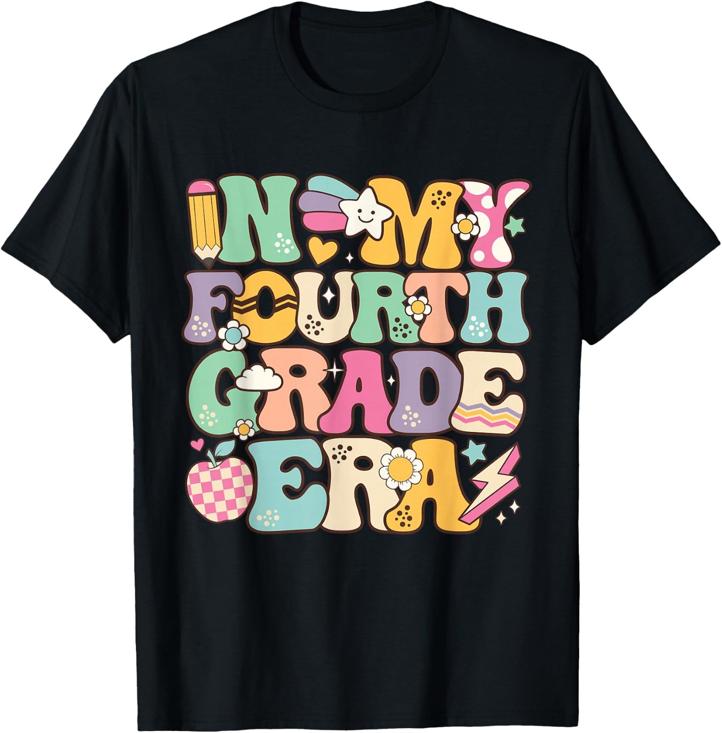 In My Fourth Grade Era Girl Back To School 4th Grade Teacher T-Shirt - T-Shirt | Black