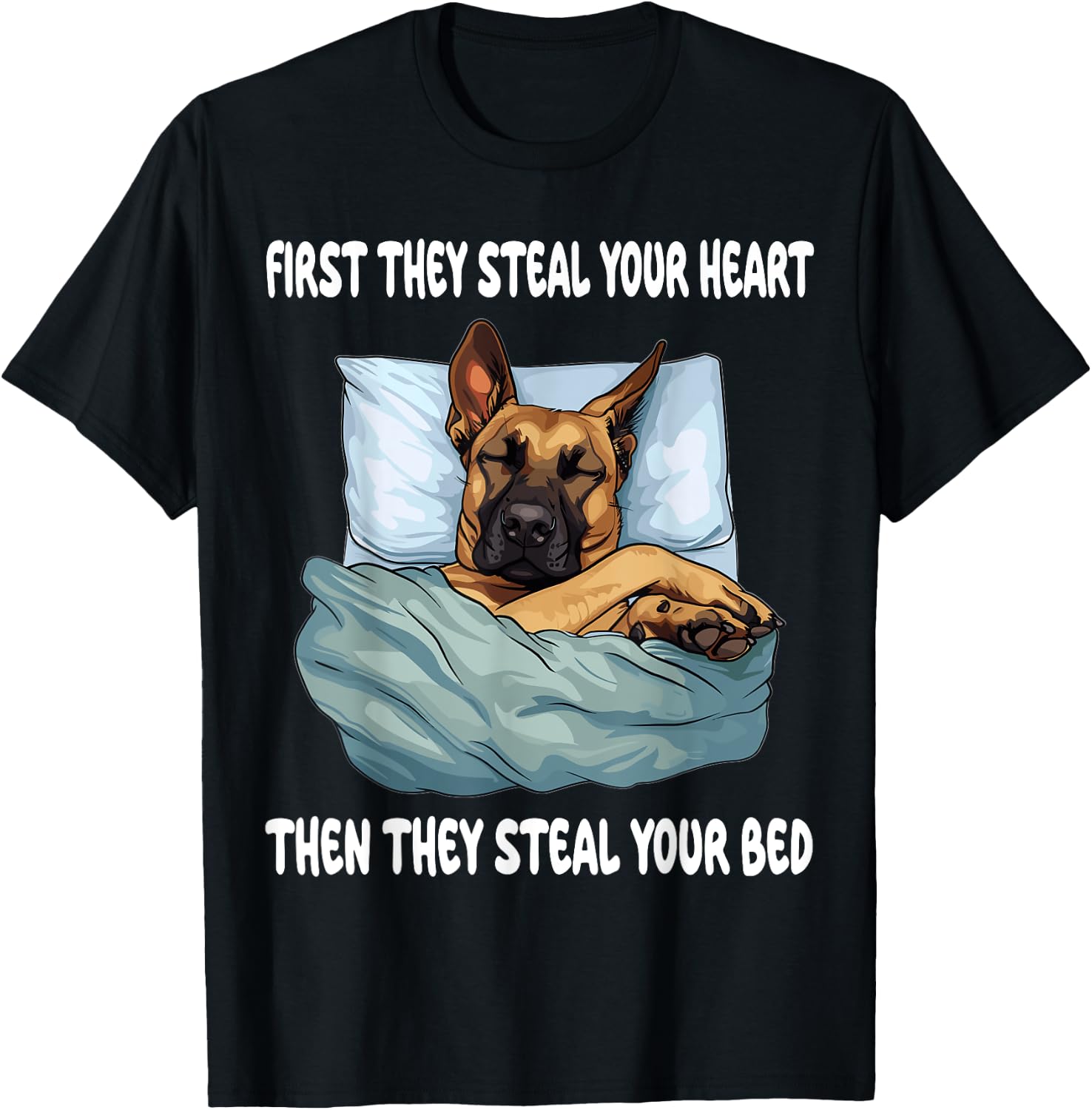 Belgian Malinois Sleeping Pajamas Nightgown T-Shirt - T-Shirt | Black