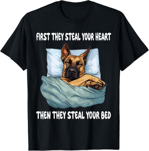 Belgian Malinois Sleeping Pajamas Nightgown T-Shirt - T-Shirt | Black