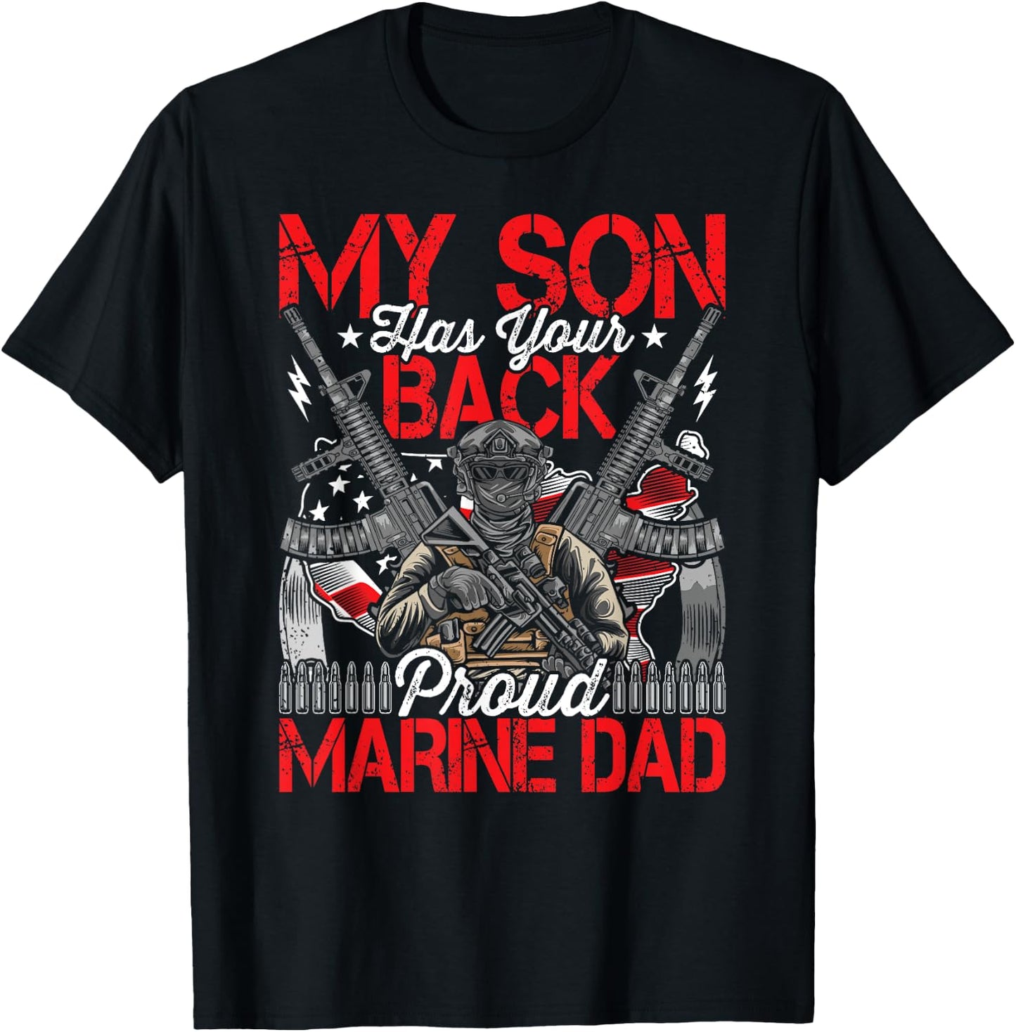 He Has Your Back - Marine - Dad Camouflage T-Shirt - T-Shirt | Black