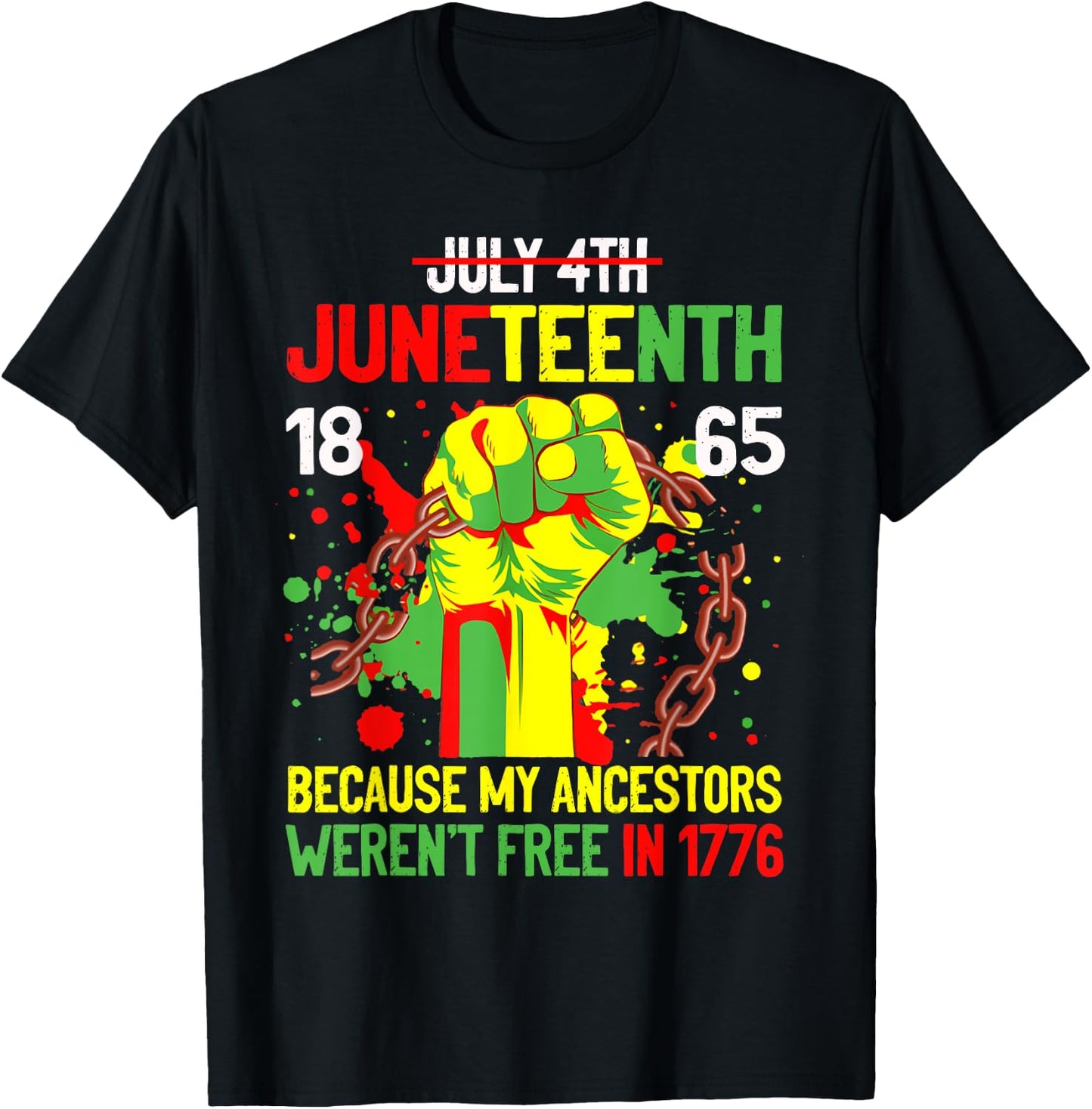 July 4th Juneteenth 1865 Because My Ancestors Gift Women Men T-Shirt - T-Shirt | Black