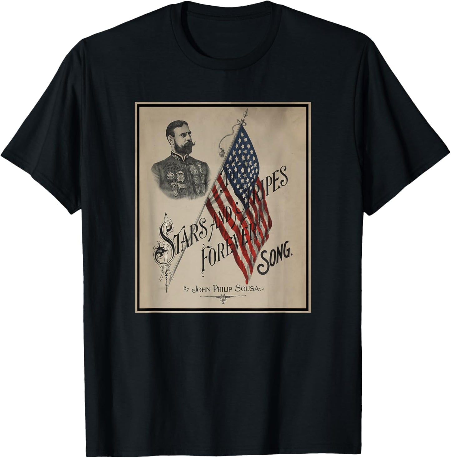 The Stars and Stripes Forever Sheet Music Cover T-Shirt - T-Shirt | Black
