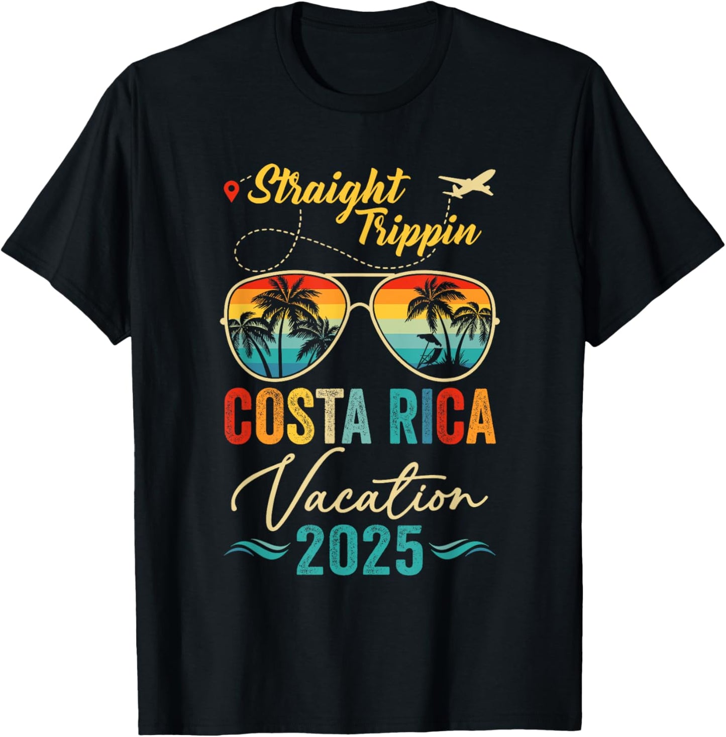 Straight Trippin Costa Rica 2025 Family Summer Vacation T-Shirt - T-Shirt | Black