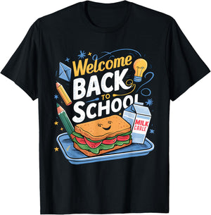 Welcome Back to School Lunch Lady First Day of School T-Shirt - T-Shirt | Black