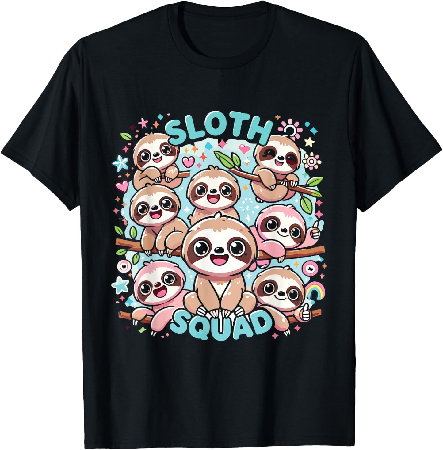 Sloth Squad Cute Sloth T-Shirt - T-Shirt | Black
