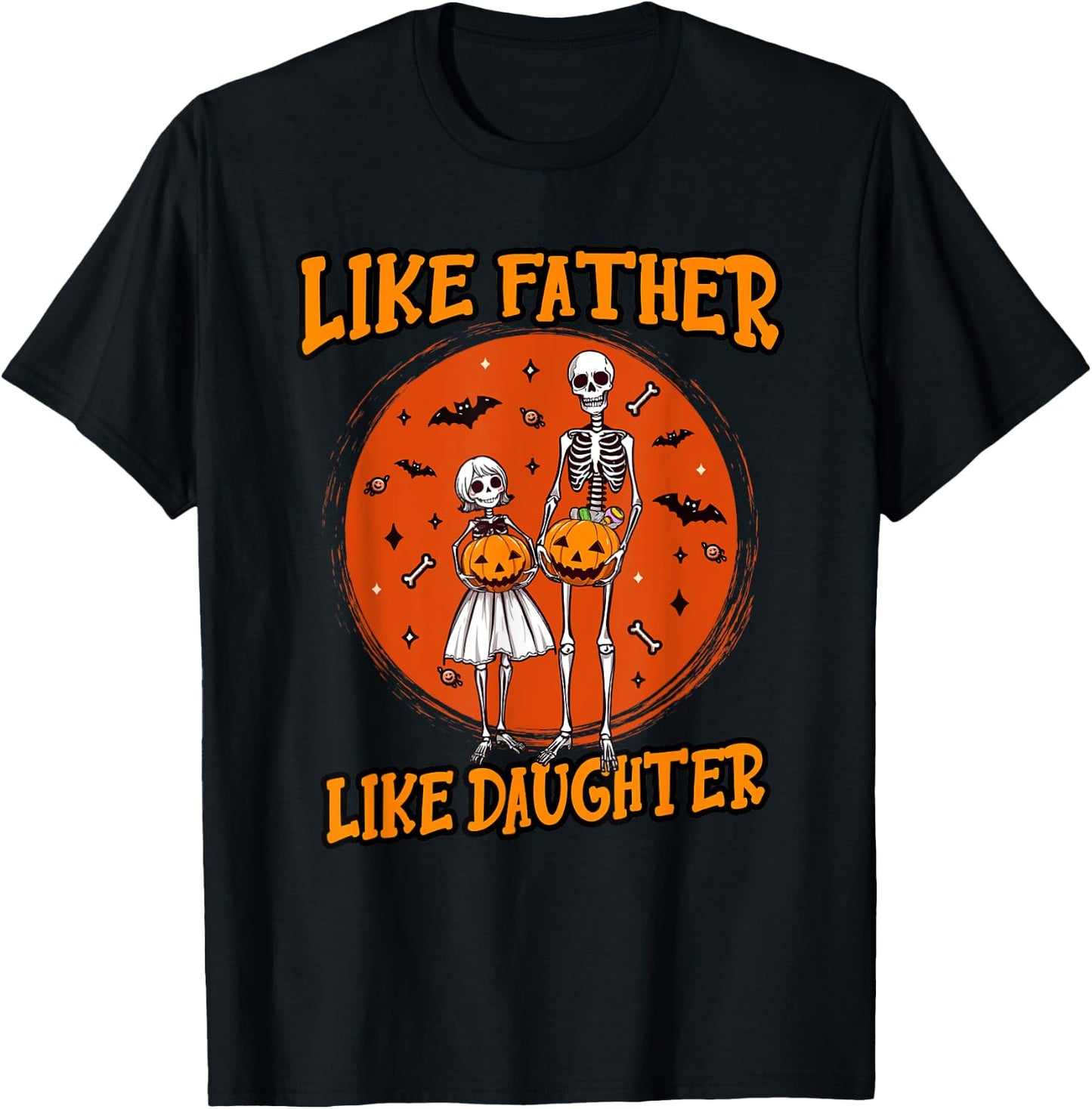 Skeleton Father Daughter Matching Halloween Costume T-Shirt - T-Shirt | Black