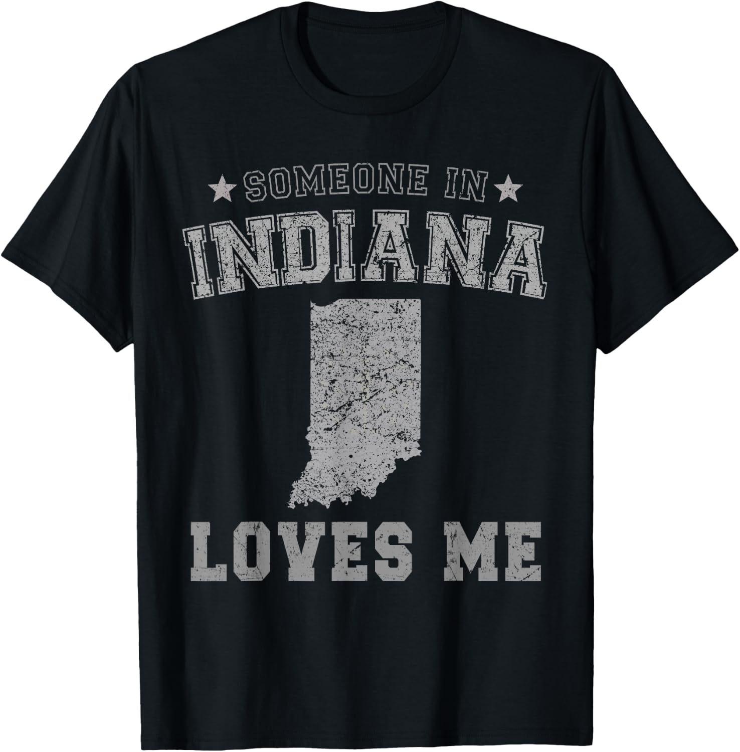 Someone In Indiana Loves Me Heart Vintage State T-Shirt - T-Shirt | Black