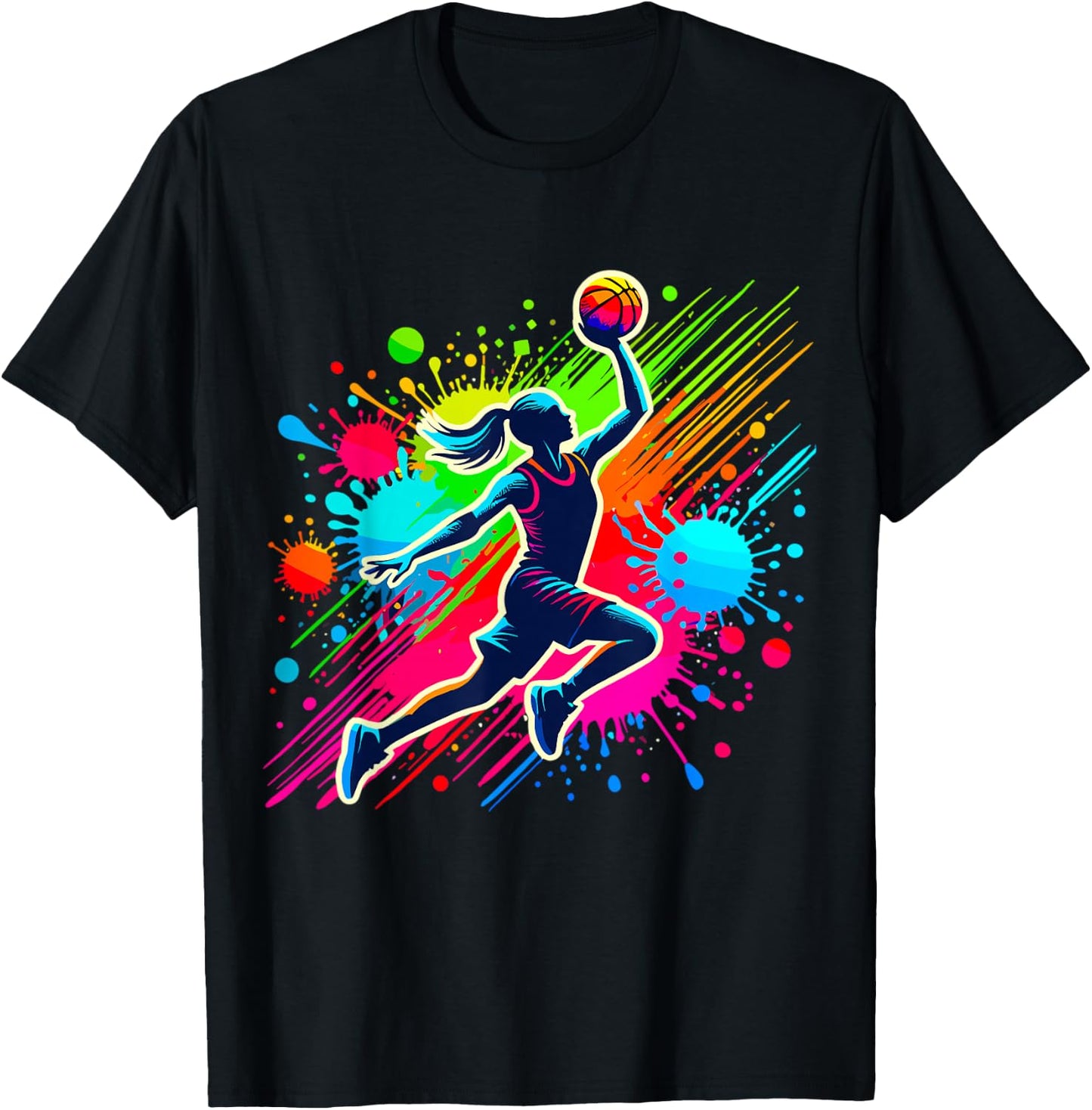 Basketball Player Girl T-Shirt - T-Shirt | Black