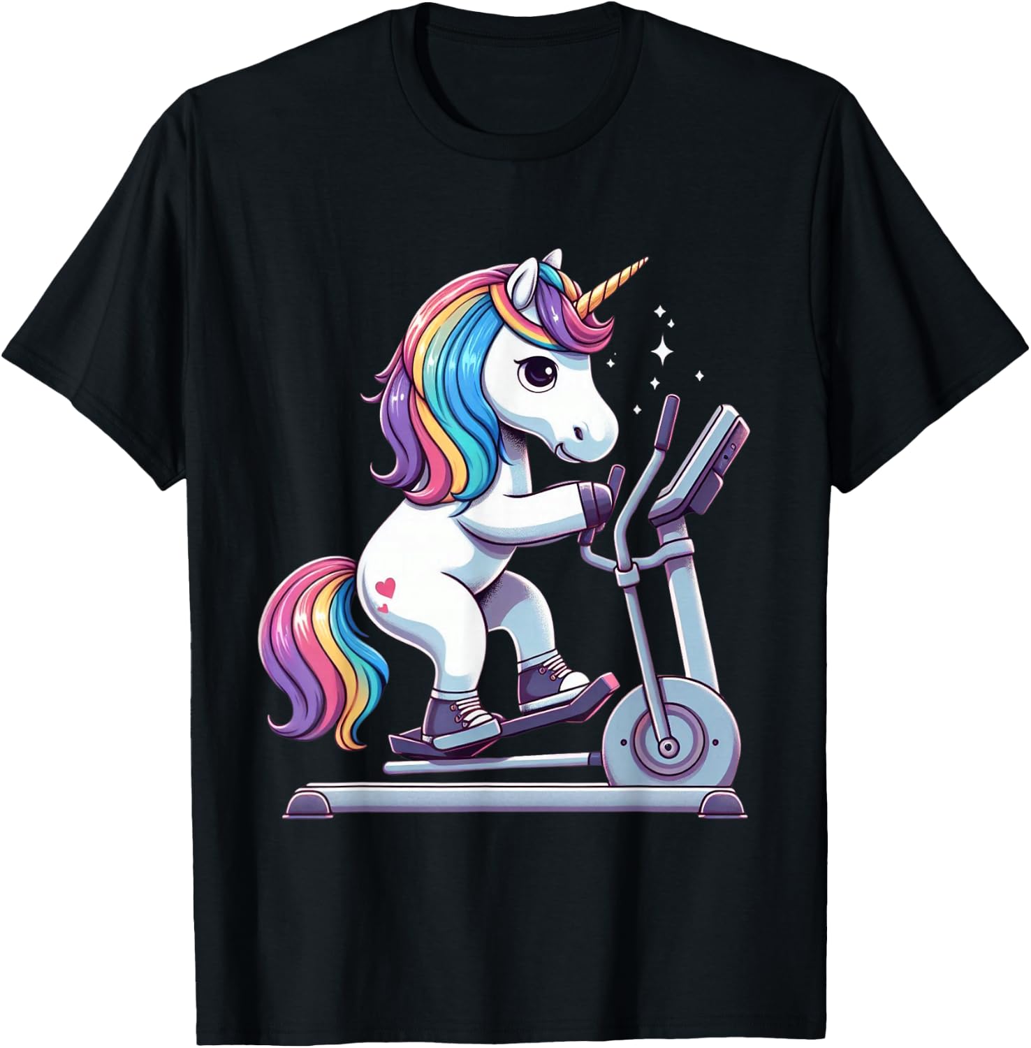 Unicorn Elliptical Training Boys Girls Men Women Kids Adults T-Shirt - T-Shirt | Black
