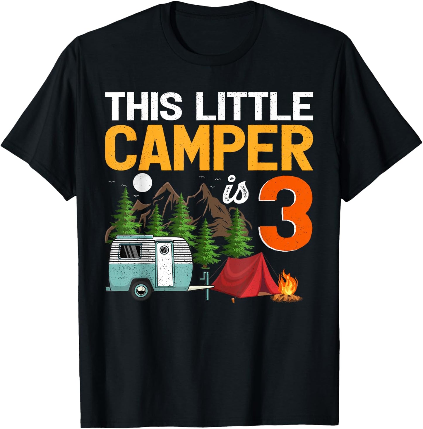 This Little Camper Is 3 Year Old Camping 3rd Birthday T-Shirt - T-Shirt | Black