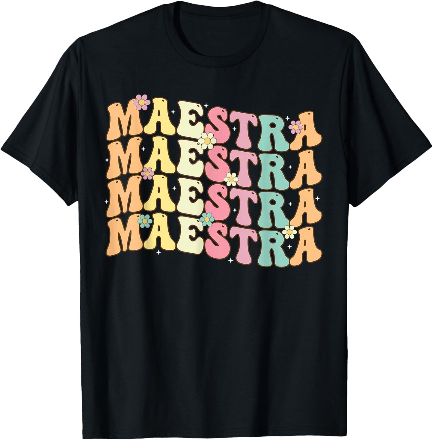 Retro Groovy Maestra Back To School Spanish Teacher Women T-Shirt - T-Shirt | Black