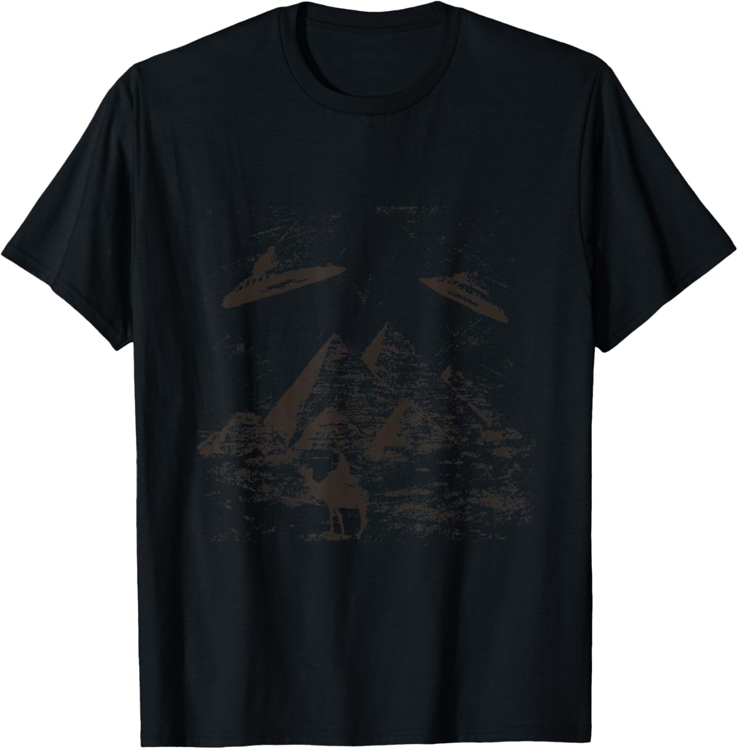 Camel Pyramid with Alien and Ufo T-Shirt - T-Shirt | Black