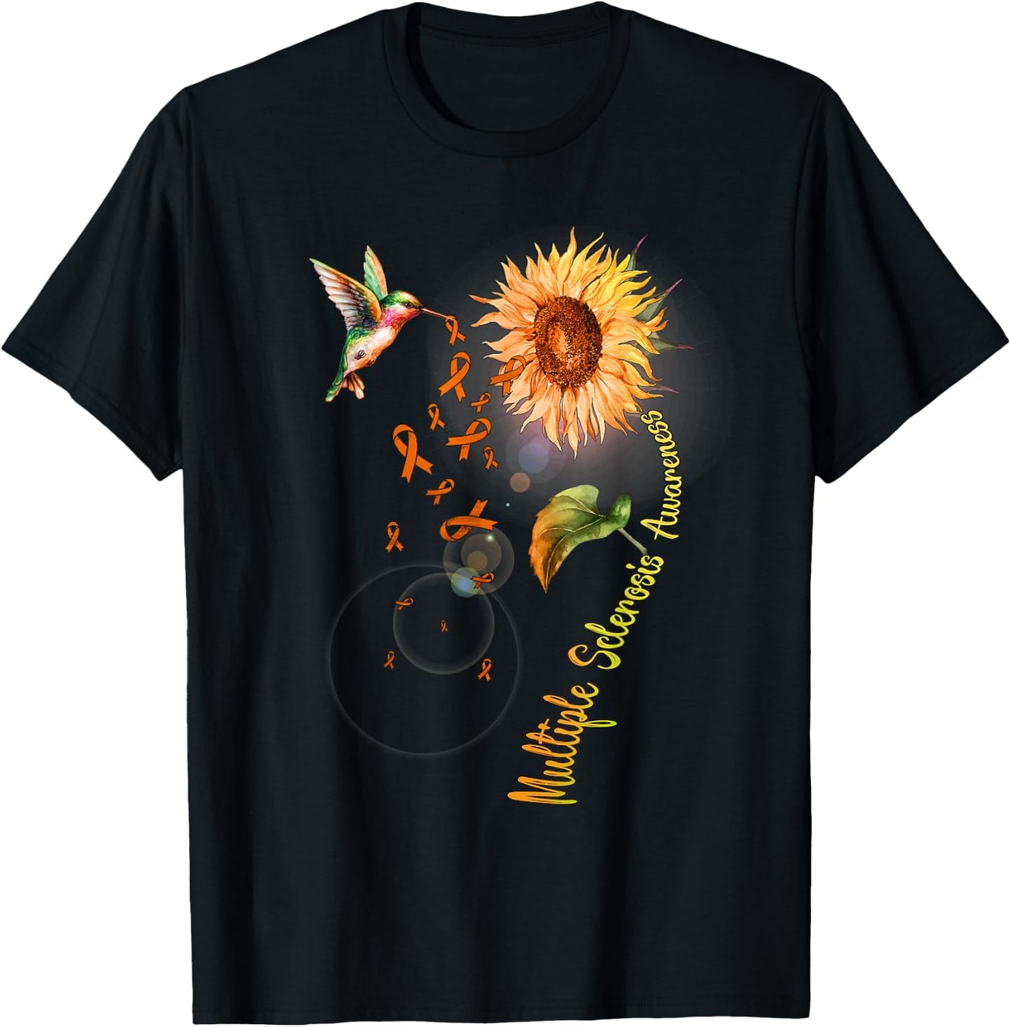 Multiple Sclerosis Sunflower Hummingbird T-Shirt - T-Shirt | Black