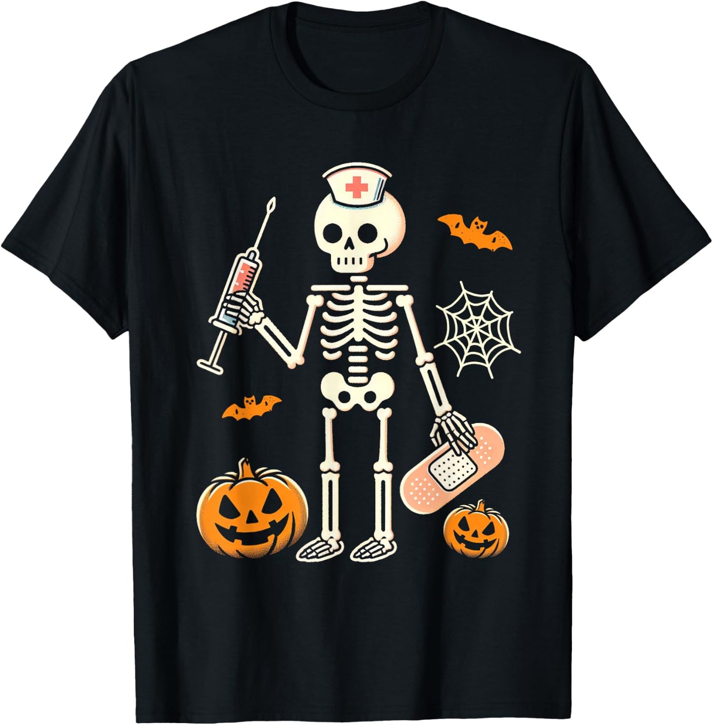 Halloween Nicu Nurse Skeleton Scrub Top Costume Women Men T-Shirt - T-Shirt | Black