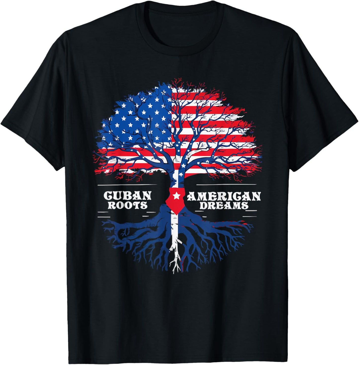 Half Cuban Half American USA Flag Cuba America T-Shirt - T-Shirt | Black