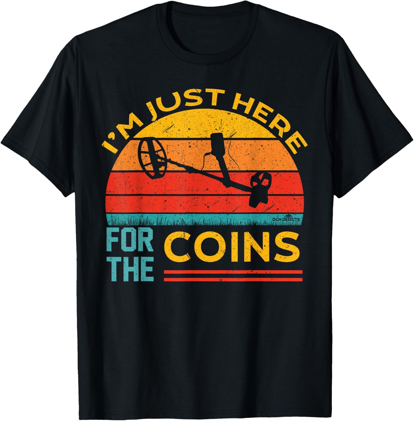 Retro Sunset Coin Hunter Metal Detecting T-Shirt - T-Shirt | Black