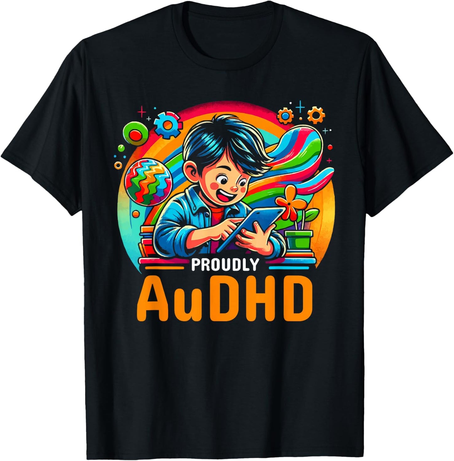 AuDHD Autism ADHD Autistic Spectrum Neurodiversity T-Shirt - T-Shirt | Black