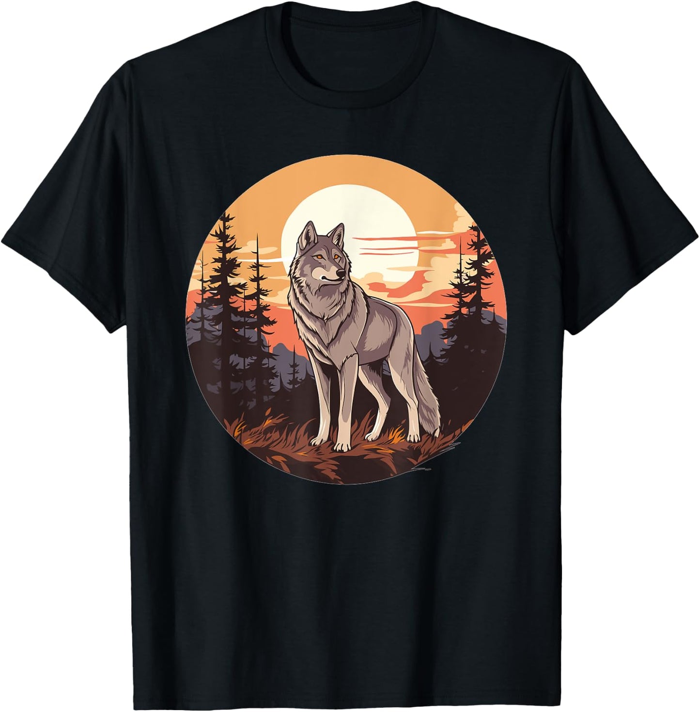 Wolf In The Forest I Kids Wolf T-Shirt - T-Shirt | Black
