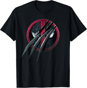 Marvel Studios Deadpool & Wolverine Slashed Icon with Claws T-Shirt - T-Shirt | Black