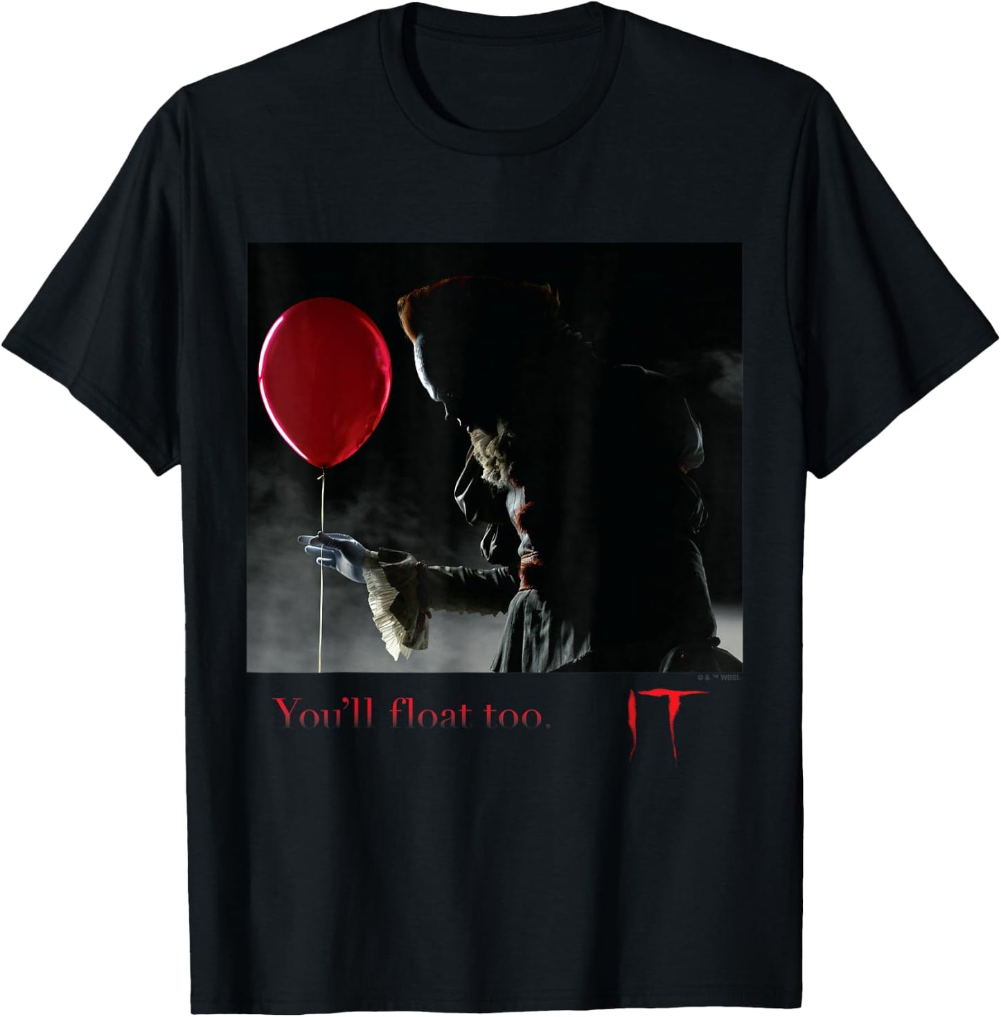 IT Films/TV Series - Pennywise You'll Float Too Red Balloon T-Shirt - T-Shirt | Black