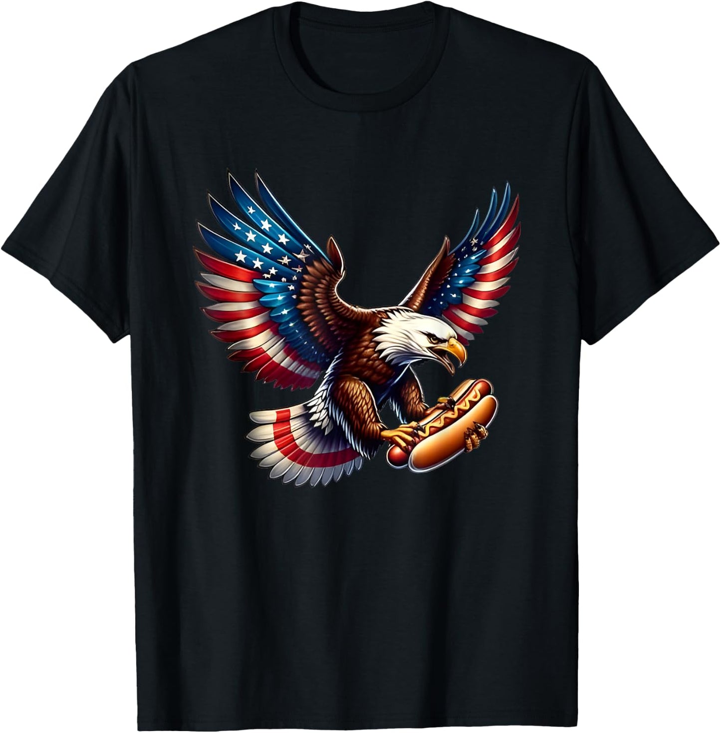 Bald Eagle Hotdog American Flag Men T-Shirt - T-Shirt | Black