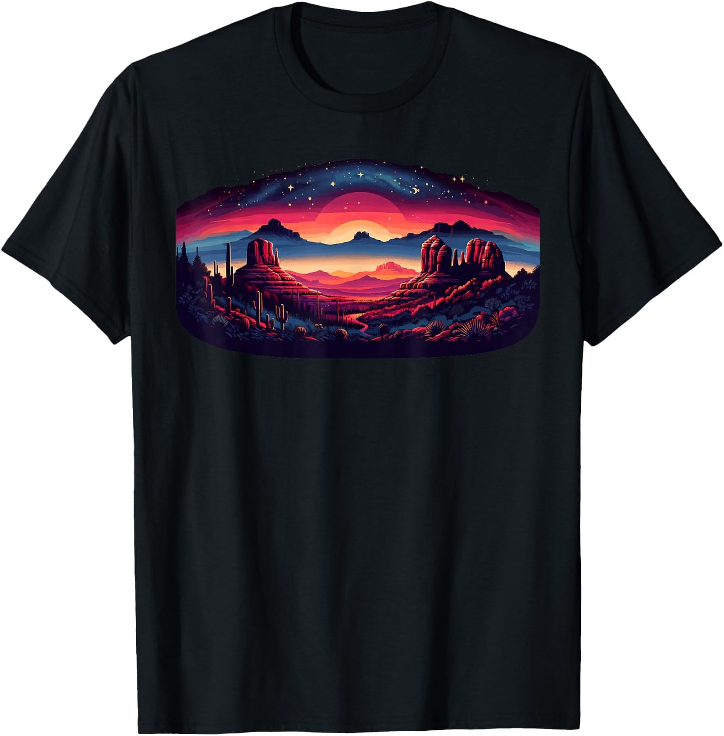 Sedona Arizona Nature Hiking Outdoor Mountain Sedona Night T-Shirt - T-Shirt | Black